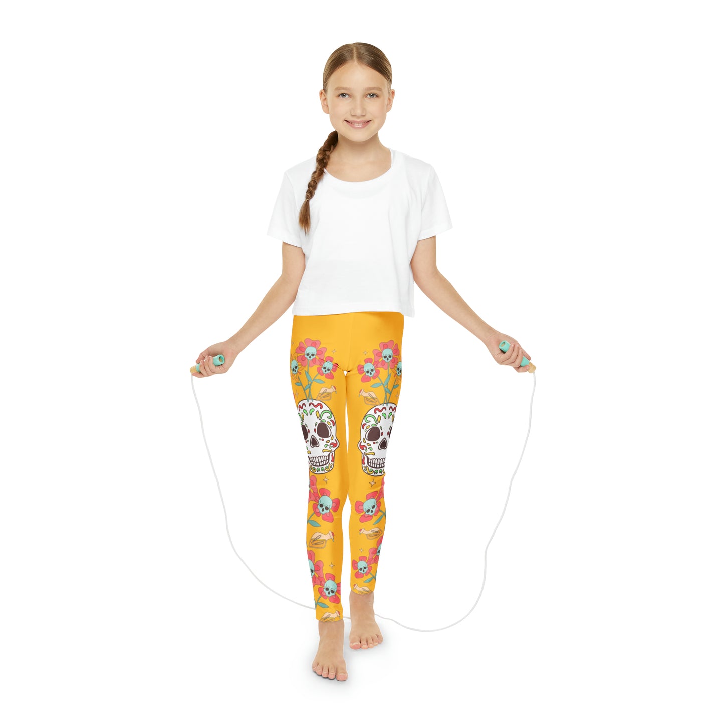 Girls Skeleton Skull Full-Length Leggings (AOP)