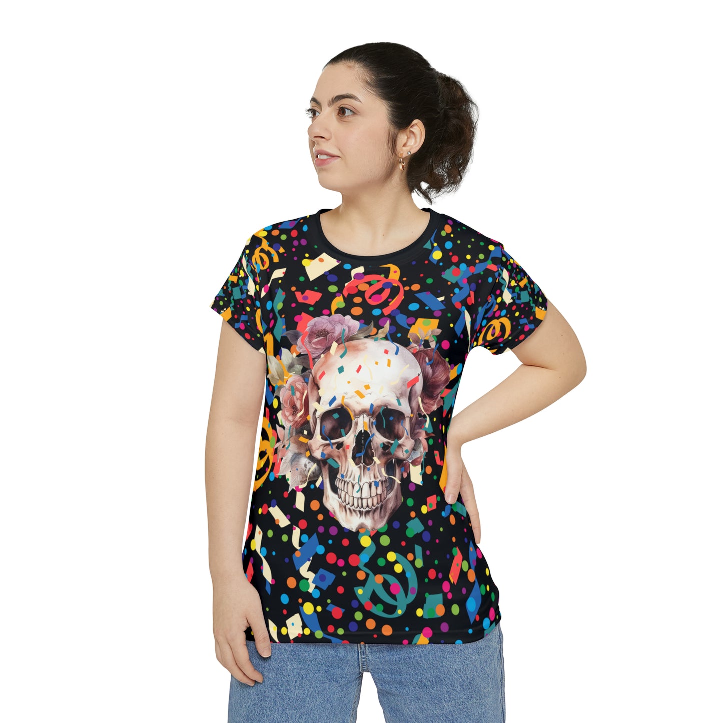 Romantic Skull Women's Short Sleeve Shirt (AOP)