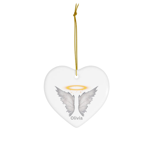 Angel Wings Memorial Ceramic Ornament