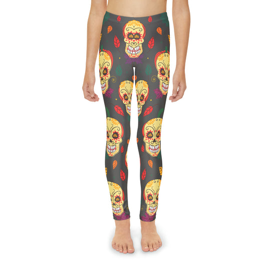 Girl's Pumkin Skull Full-Length Leggings