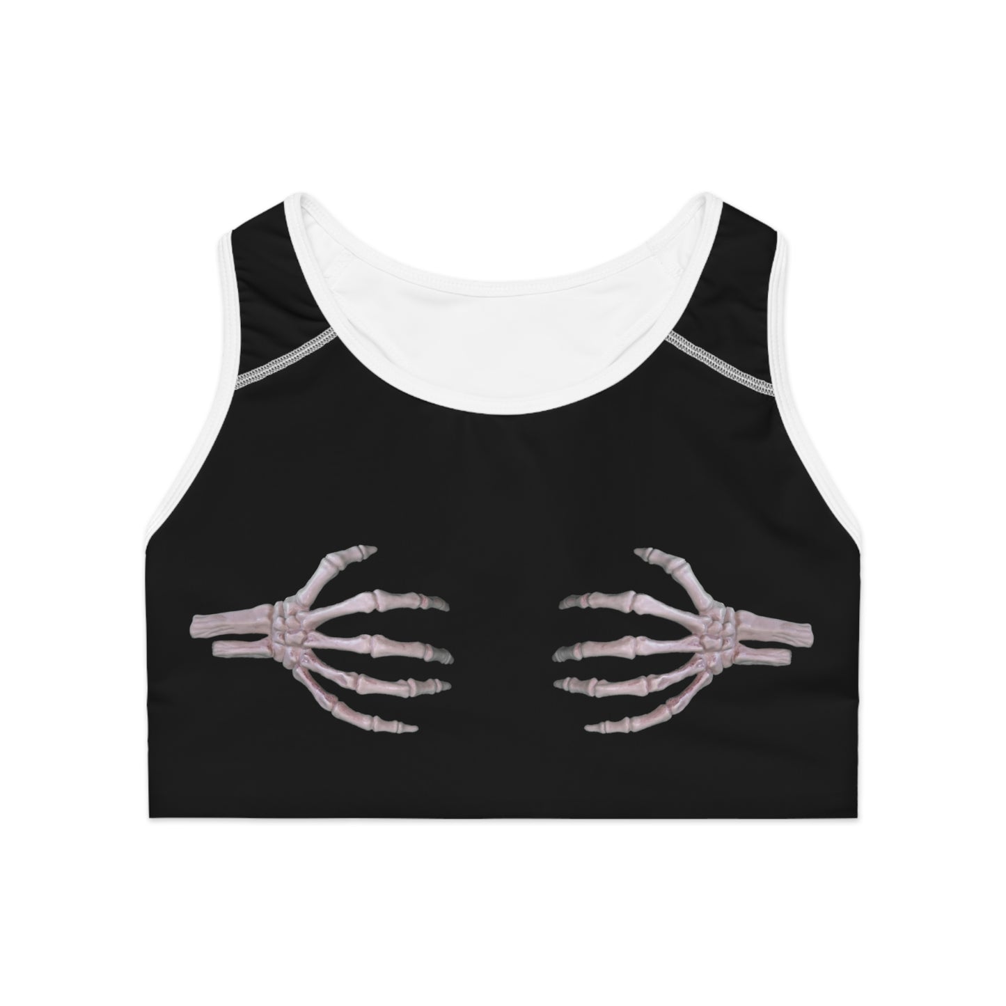 Skeleton Hands Sports Bra - Black