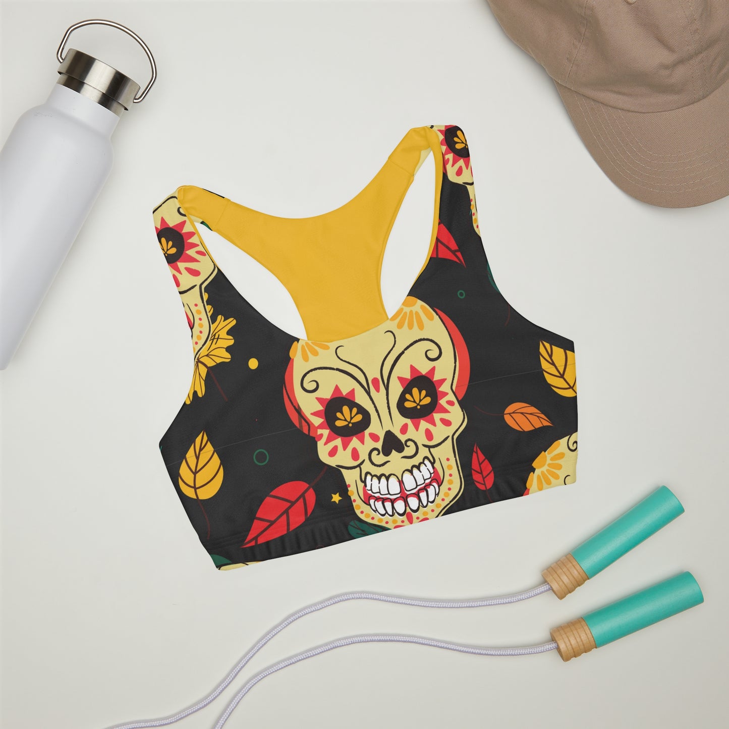 Girls' Pumkin Skull Double Lined Seamless Sports Bra