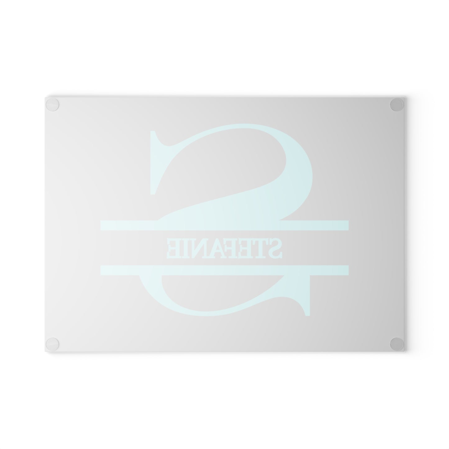 Stephanie - Personalized Monogram Glass Cutting Board – Aqua Initial "S"