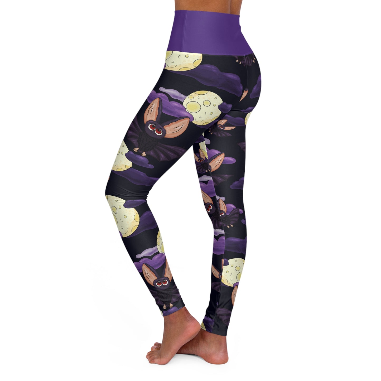 Bat Moon High Waisted Yoga Leggings