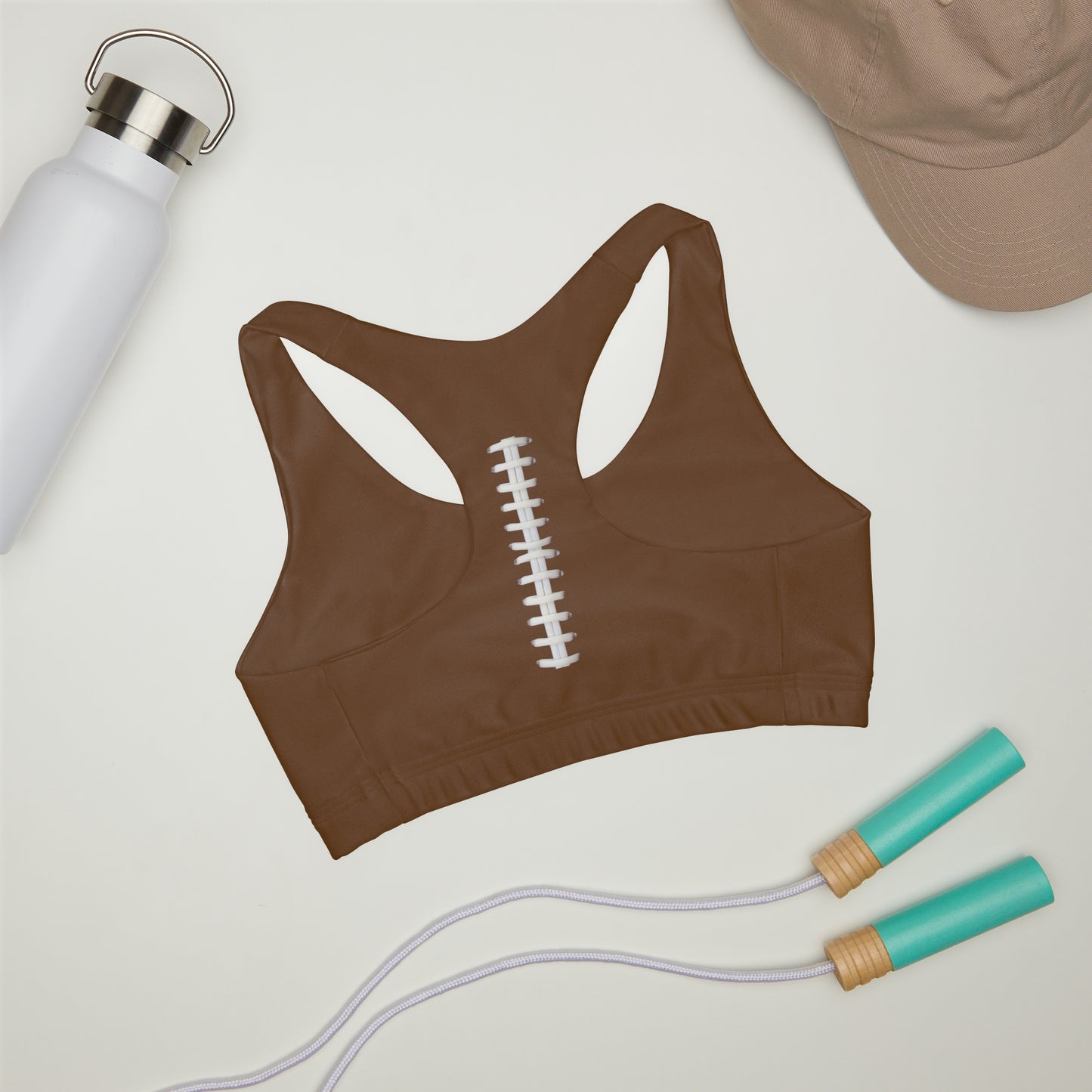 Girls Football Themed Double Lined Seamless Sports Bra