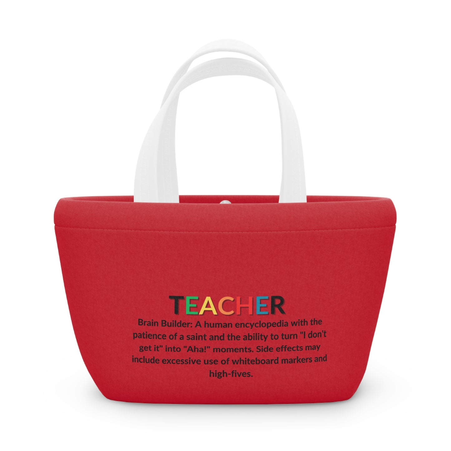 Teacher Lunch Tote Bag - Brain Builder - Red