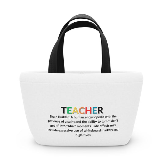 Teacher Lunch Tote Bag - Brain Builder - White