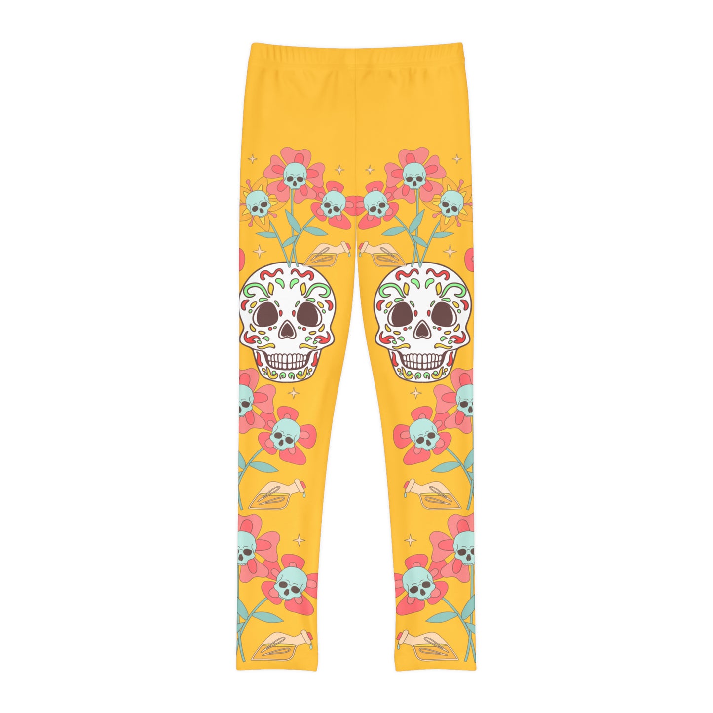 Girls Skeleton Skull Full-Length Leggings (AOP)