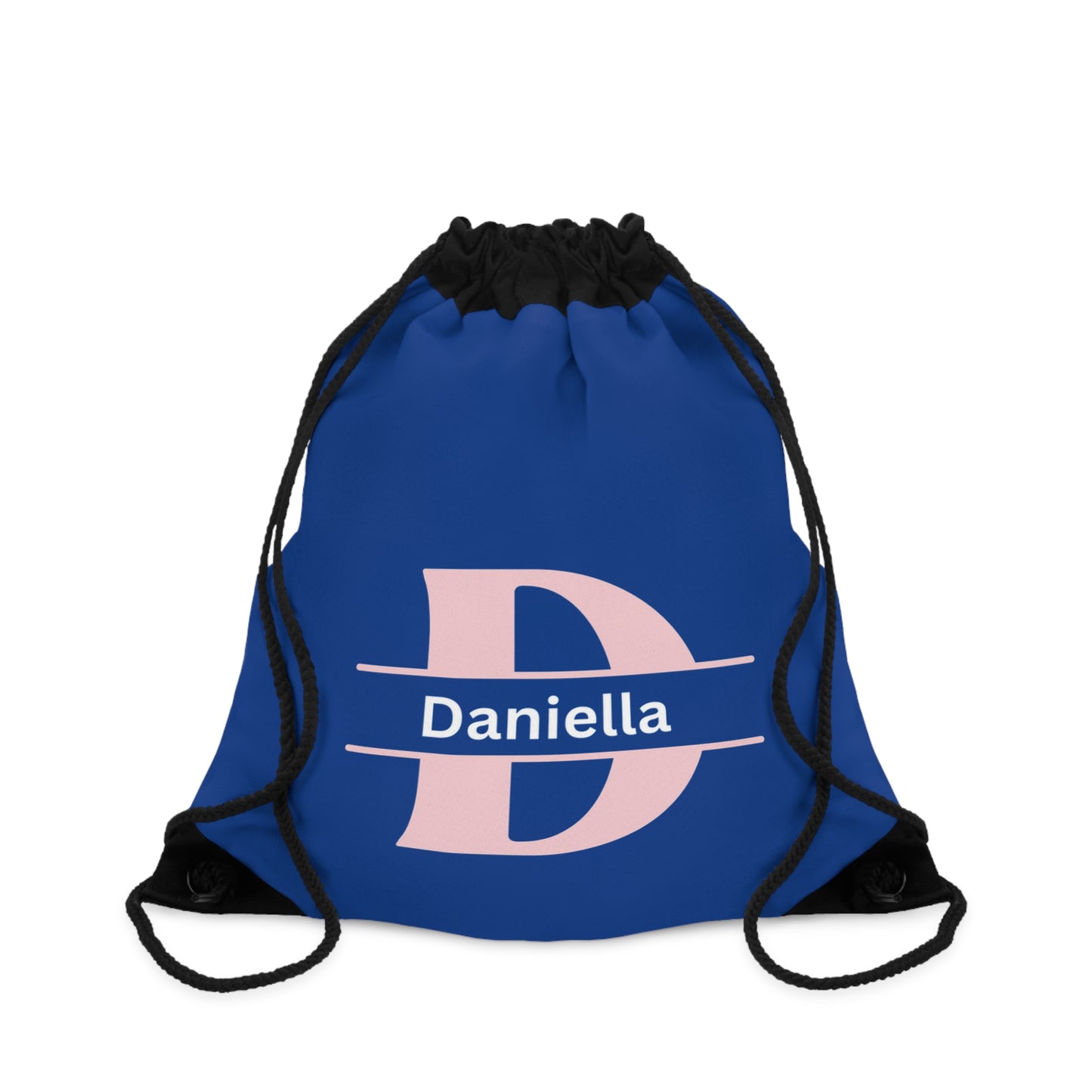 Blue Monogrammed Girls Drawstring Bag