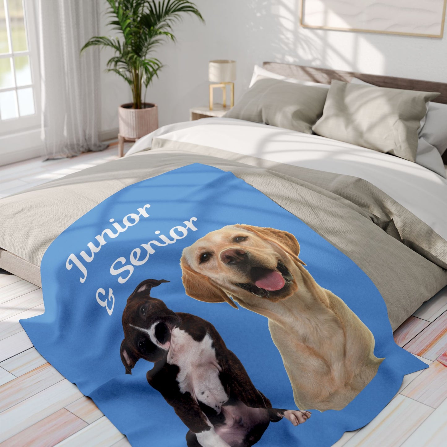 Custom Dog Photo Fleece Blanket - Blue