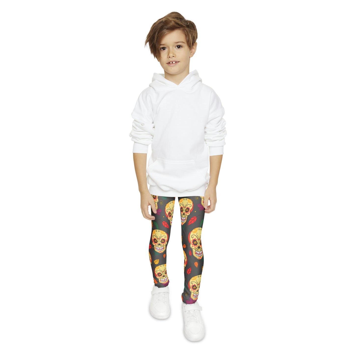 Girl's Pumkin Skull Full-Length Leggings