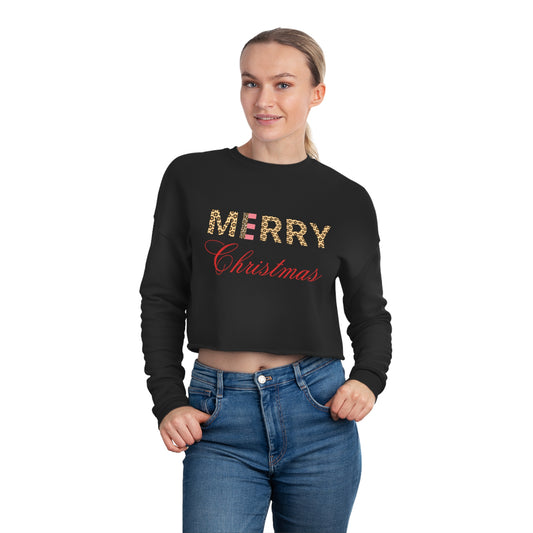 Leopard Marry Christmas Cropped Sweatshirt