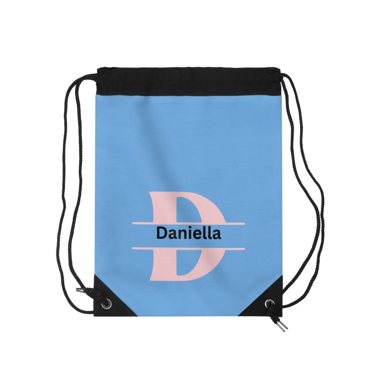 Blue Monogrammed Girls Drawstring Bag