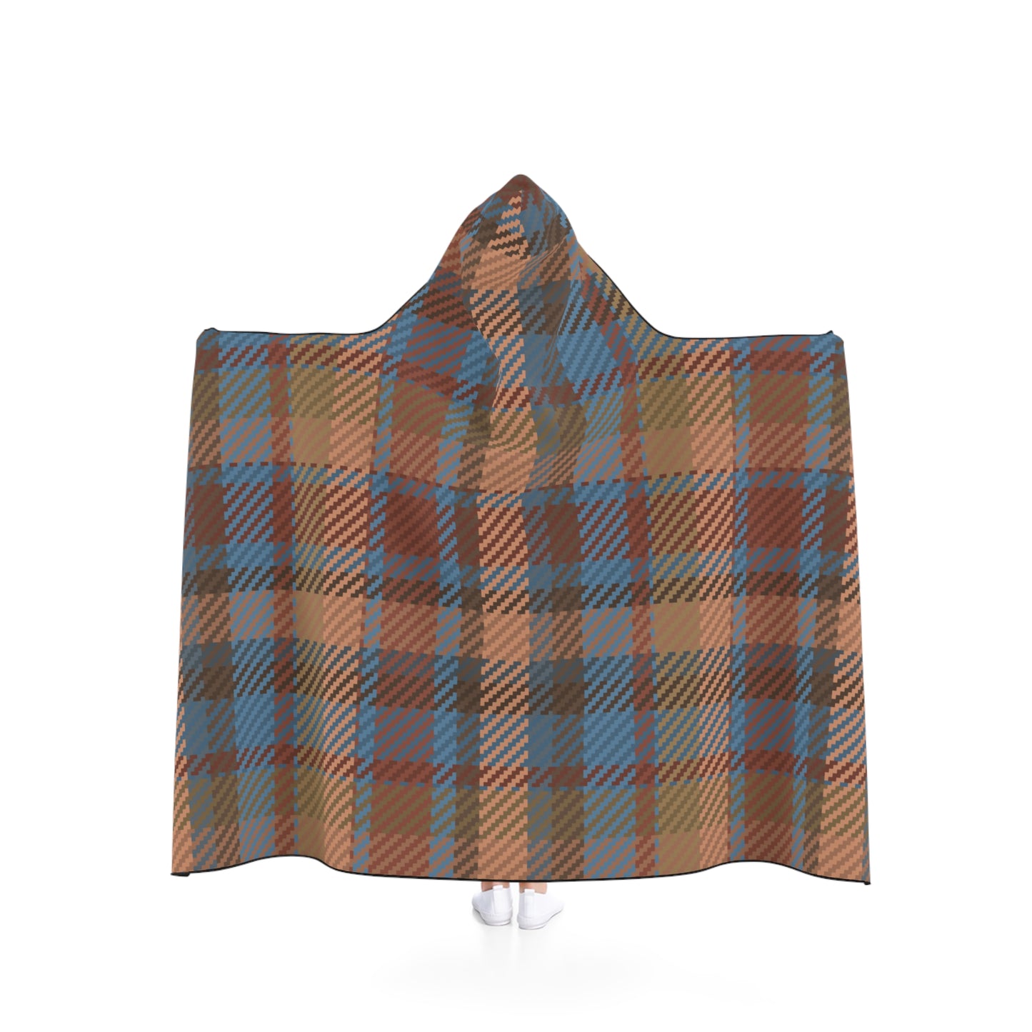 Hooded Blanket - Brown/Blue Plaid