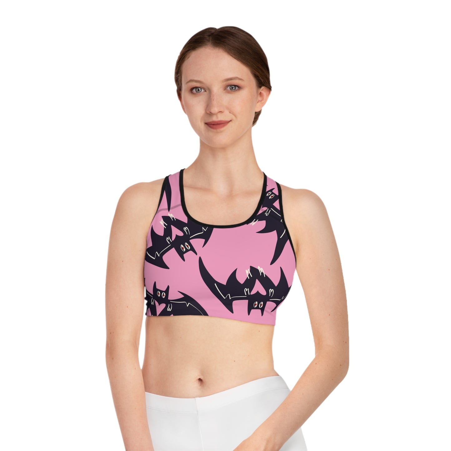 Pink Bats Sports Bra