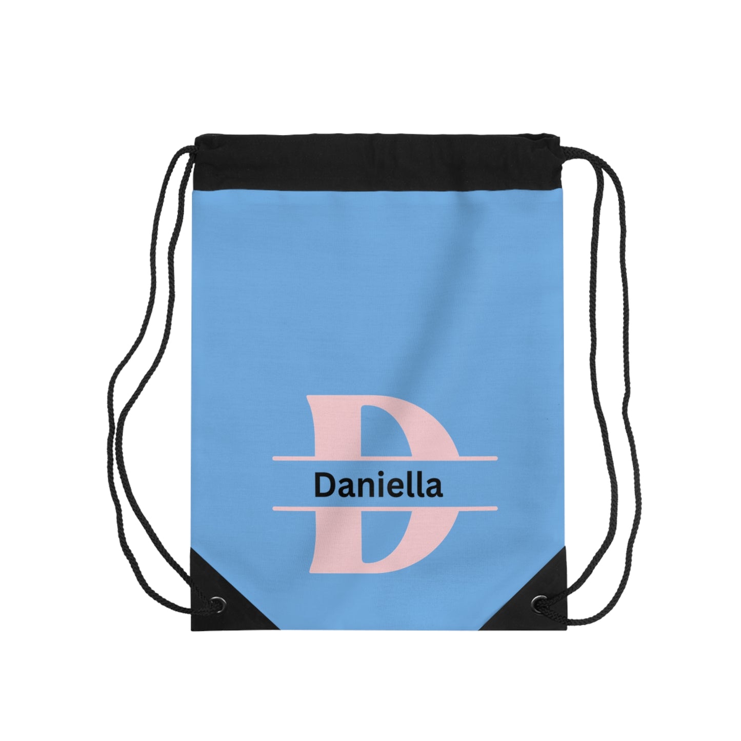 Blue Monogrammed Girls Drawstring Bag