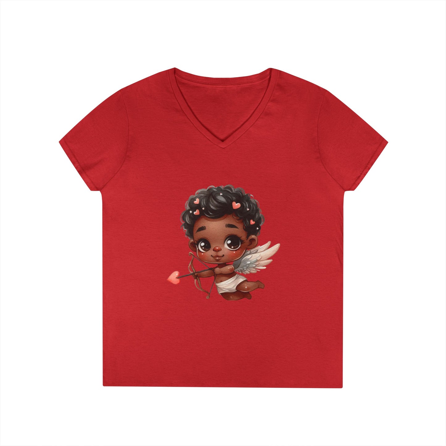 African America Baby Cupid 2 - Ladies' V-Neck T-Shirt