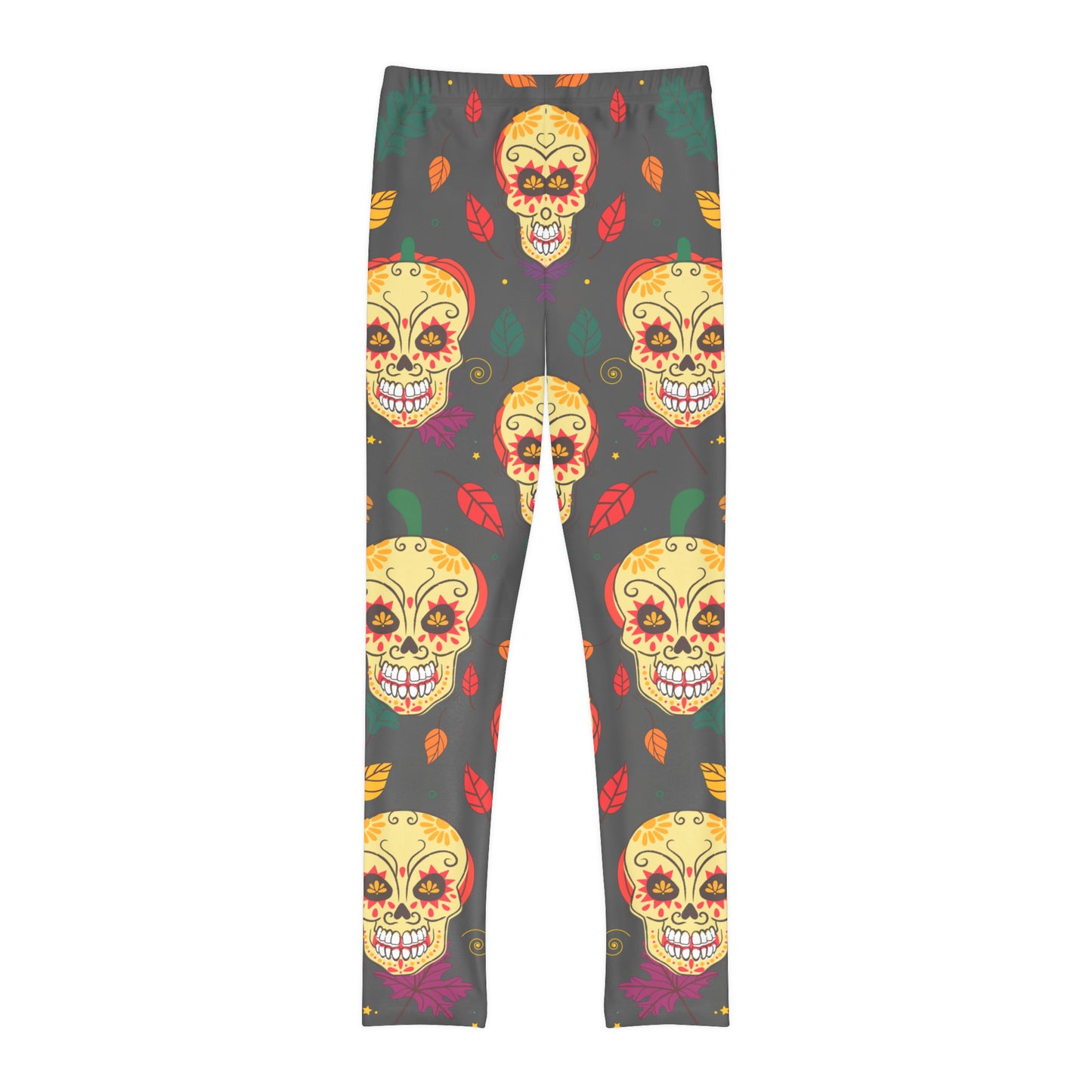 Girl's Pumpkin Skull Full-Length Leggings