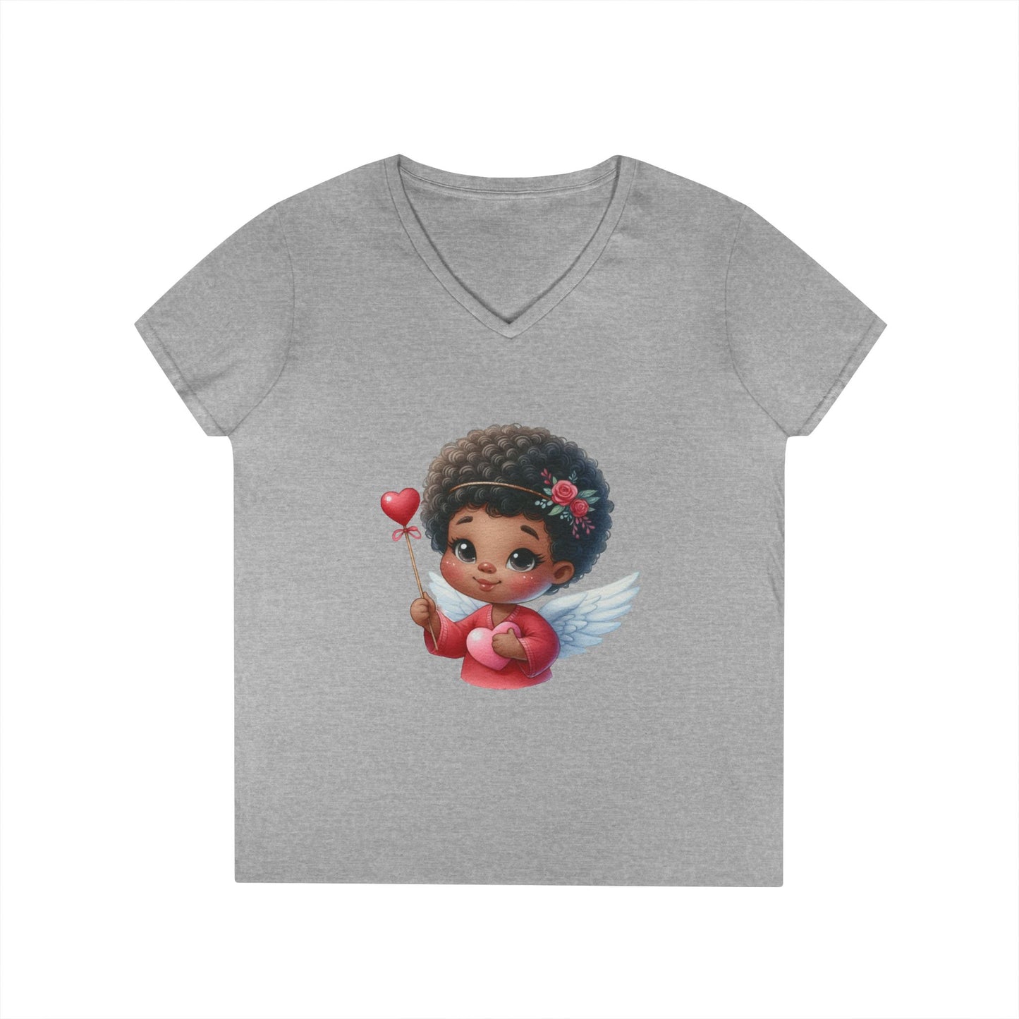 African America Baby Cupid 5 - Ladies' V-Neck T-Shirt