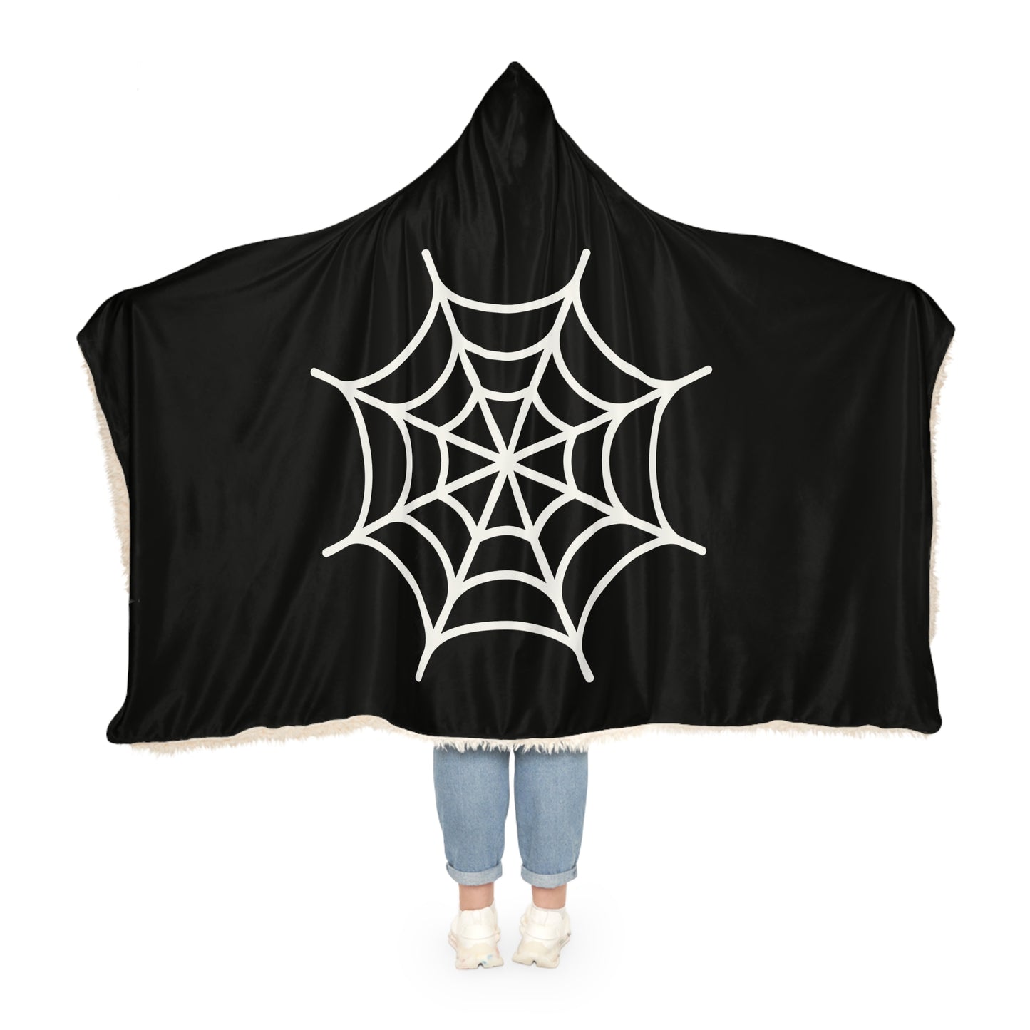 Spider Web, Cozy Halloween Blanket, Soft Hooded Wrap for Fall, Comfy Oversized Throw for Cozy Nights, Spooky Season Gift, Home Decor