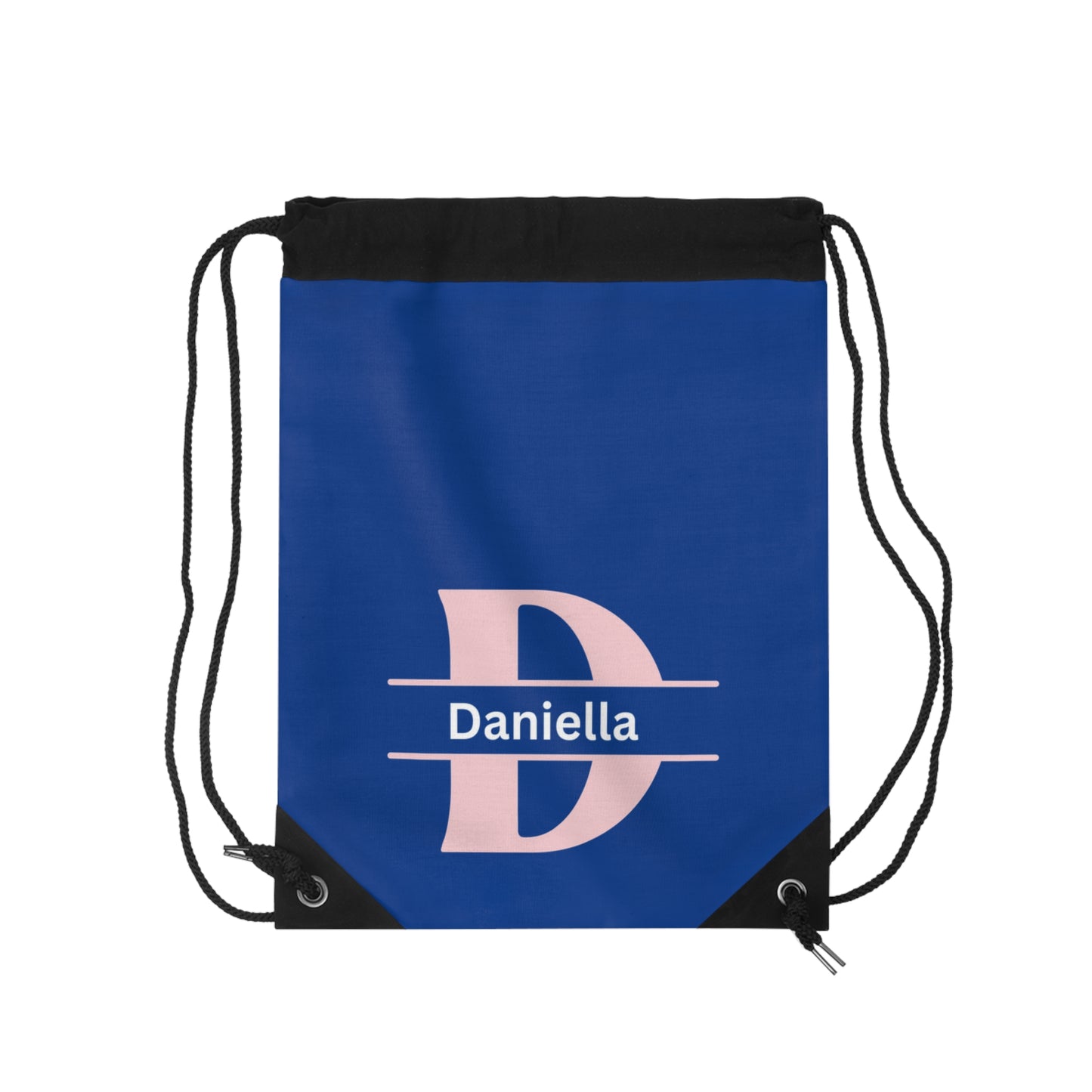 Blue Monogrammed Girls Drawstring Bag