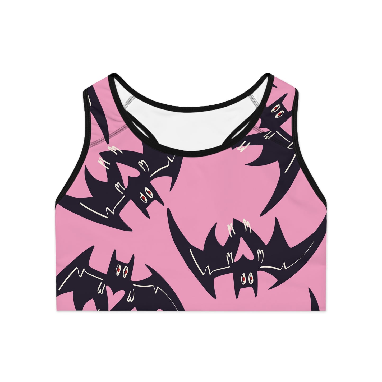 Pink Bats Sports Bra