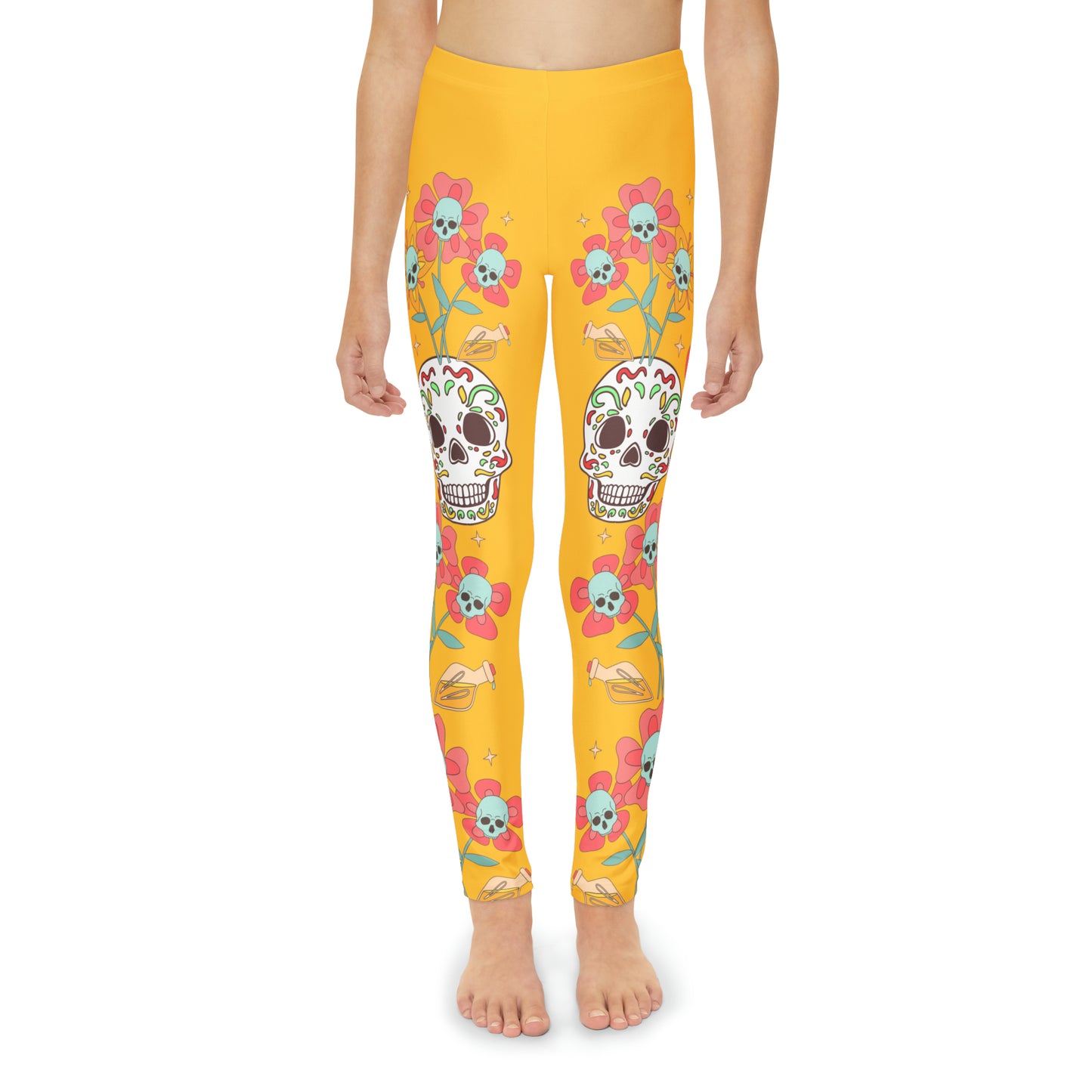 Girls Skeleton Skull Full-Length Leggings