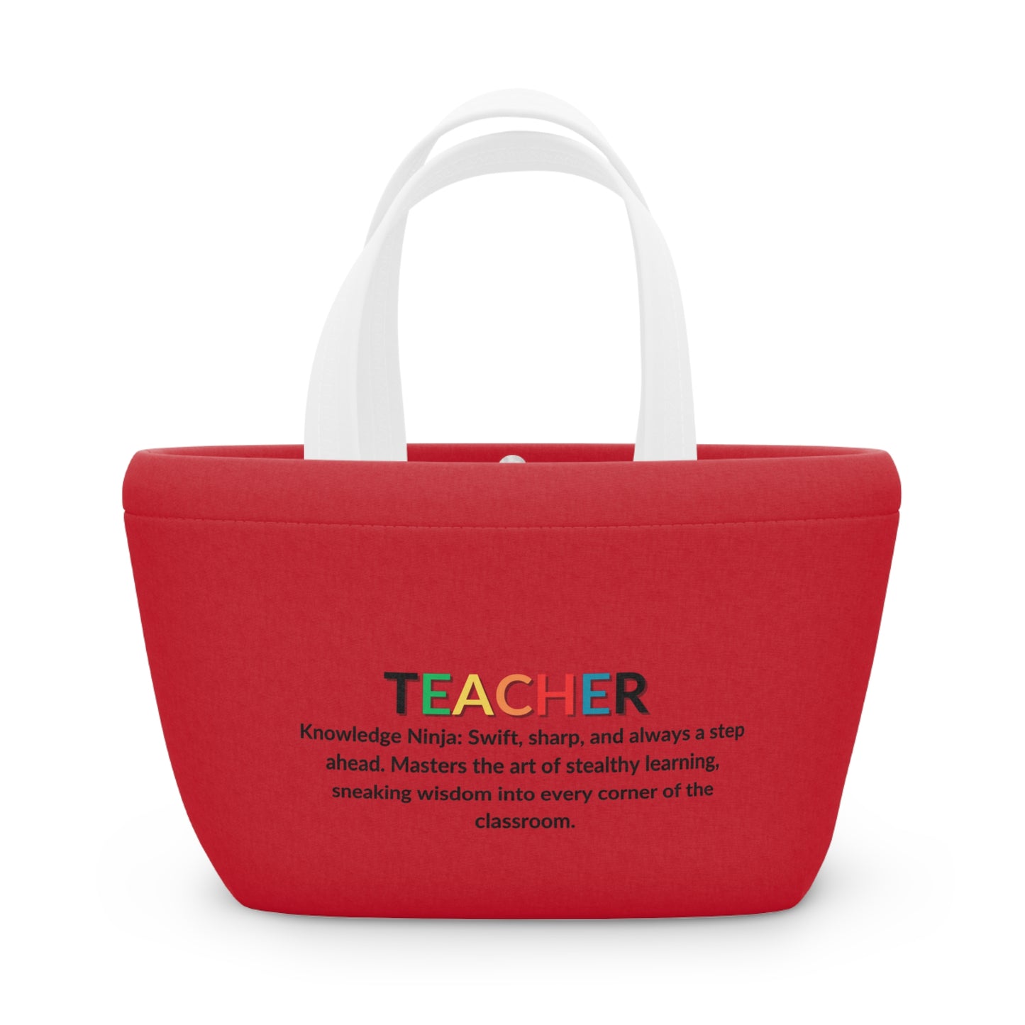 Teacher Lunch Tote Bag Knowledge Ninja - Red