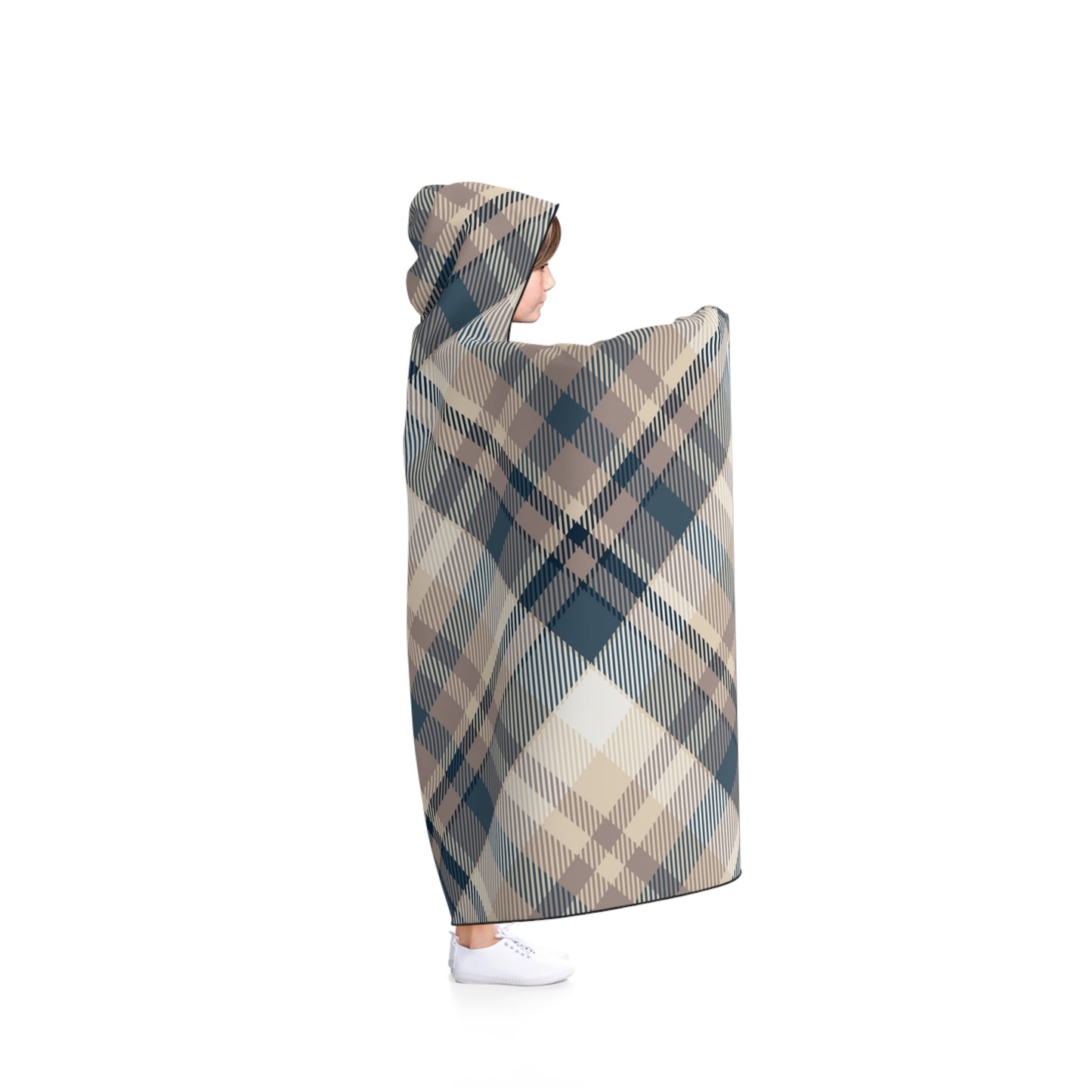 Hooded Blanket - Lt Brown/Black