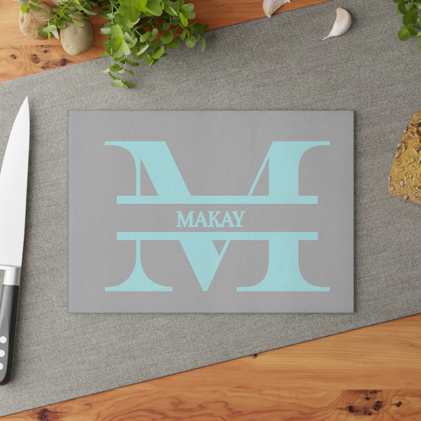 Makay - Monogram Glass Cutting Board – Personalized 'M'