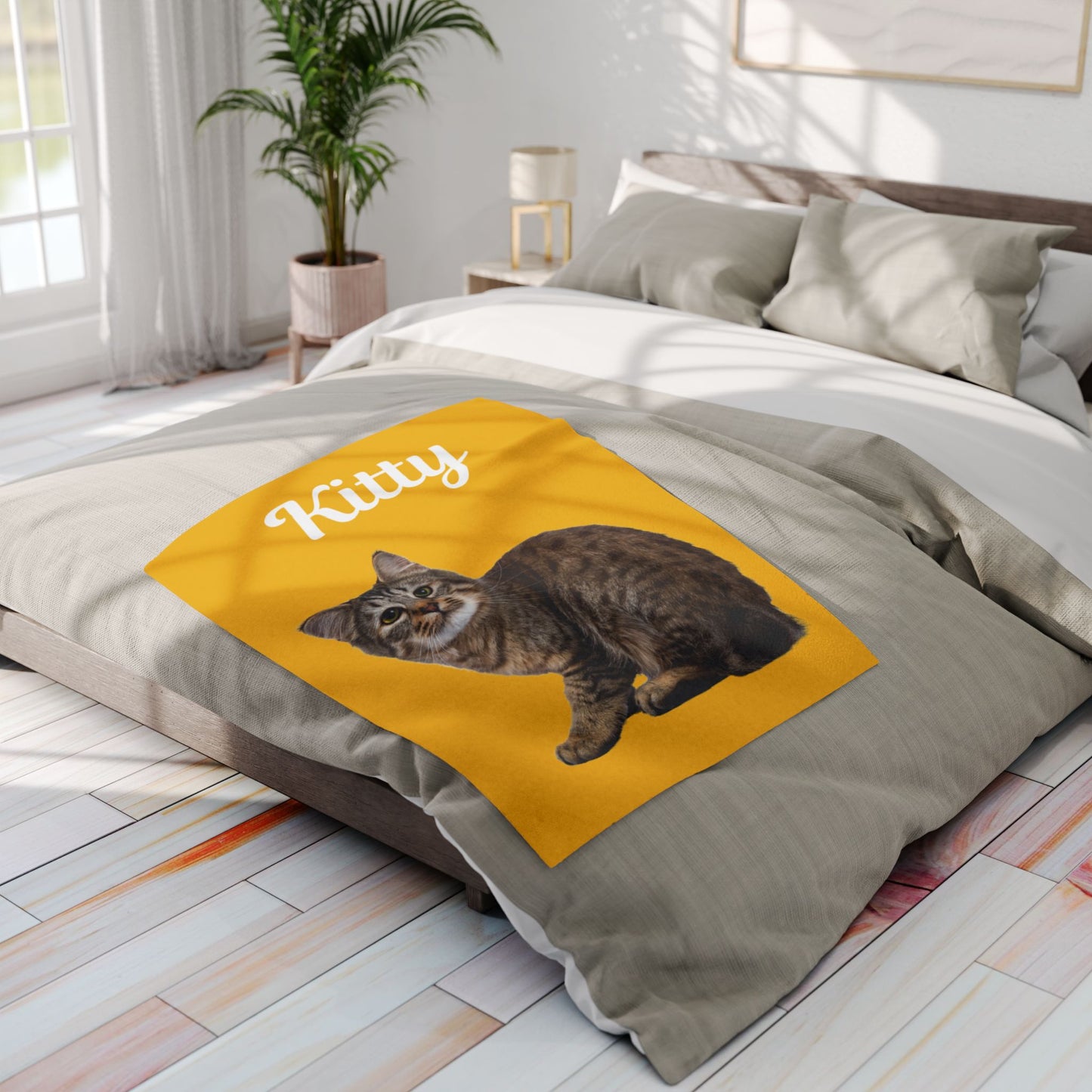 Custom Cat Photo Fleece Blanket - Brown