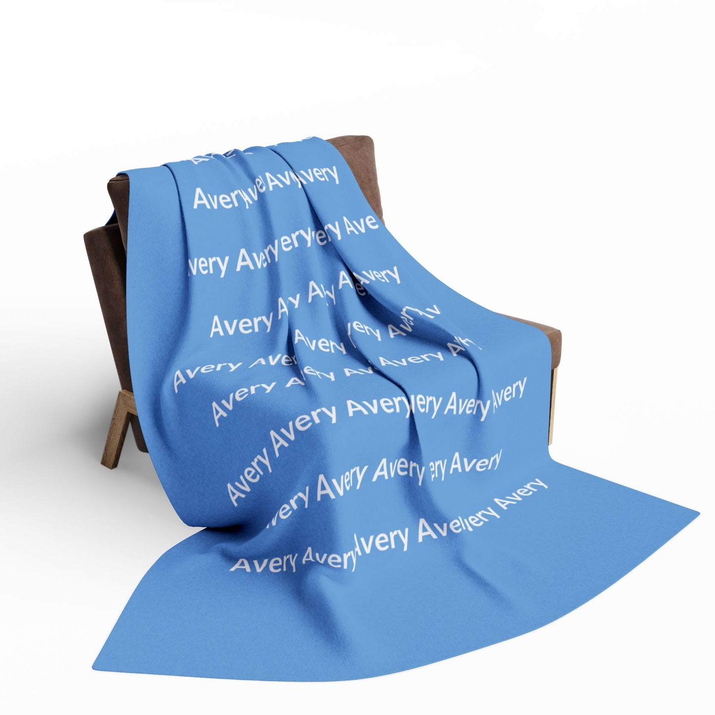 Custom Name Cozy Fleece Blanket For Kids - Light Blue