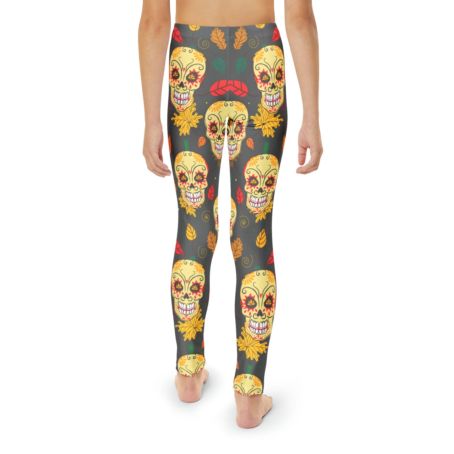 Girl's Pumkin Skull Full-Length Leggings