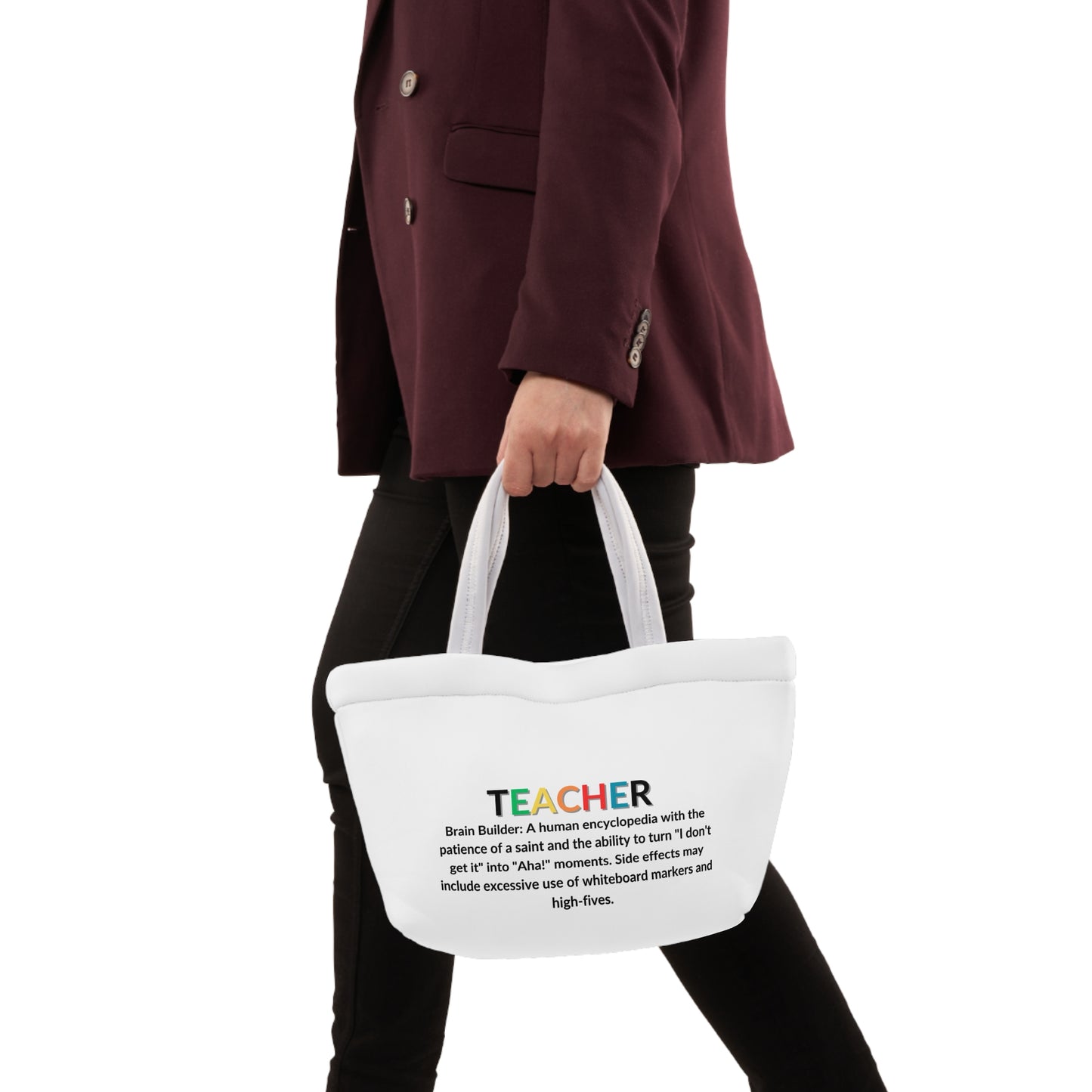 Teacher Lunch Tote Bag - Brain Builder - White