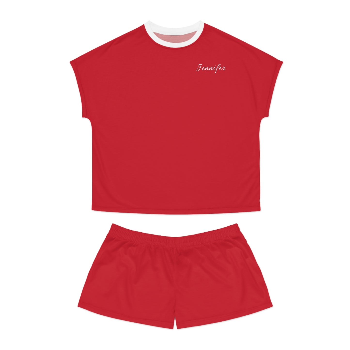 Personalized Silky Bride/Bridesmaids Short Pajamas - Red