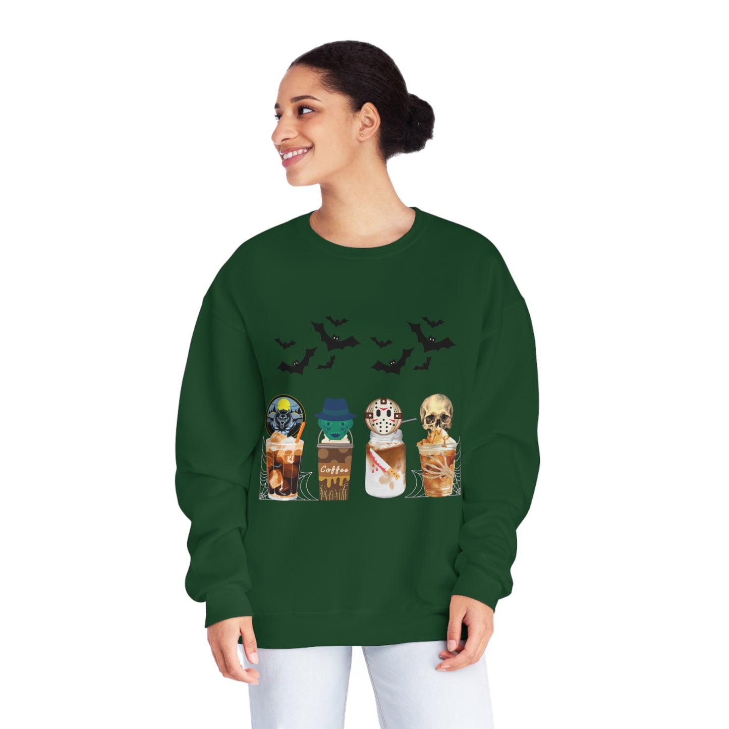 Coffee Cup Halloween Sweatshirt Coffee Lover Sweatshirt Skull Coffee Sweatshirt Halloween Sweatshirt