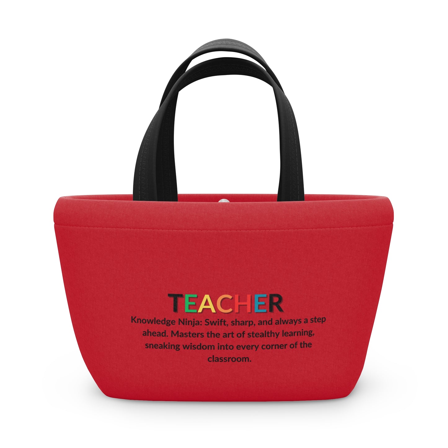 Teacher Lunch Tote Bag Knowledge Ninja - Red