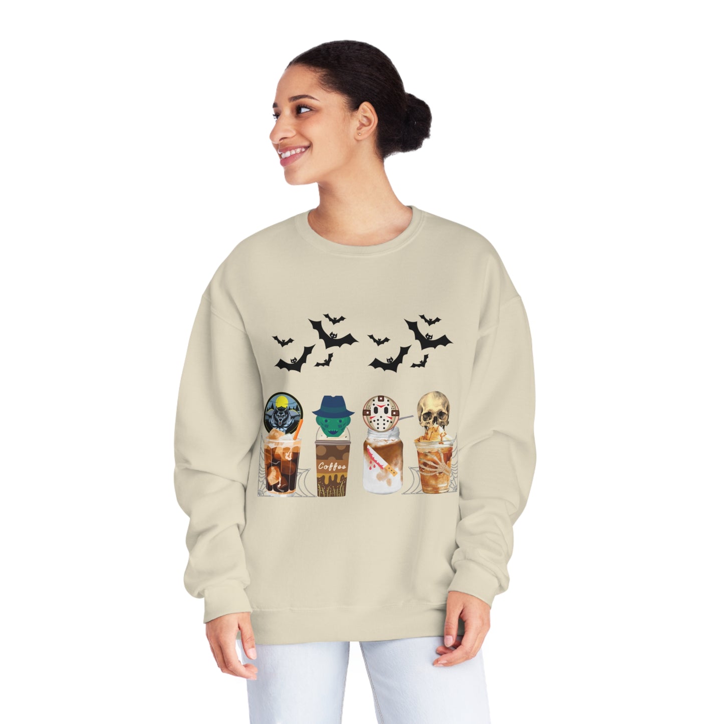 Coffee Cup Halloween Sweatshirt Coffee Lover Sweatshirt Skull Coffee Sweatshirt Halloween Sweatshirt