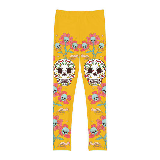 Girls Skeleton Skull Full-Length Leggings