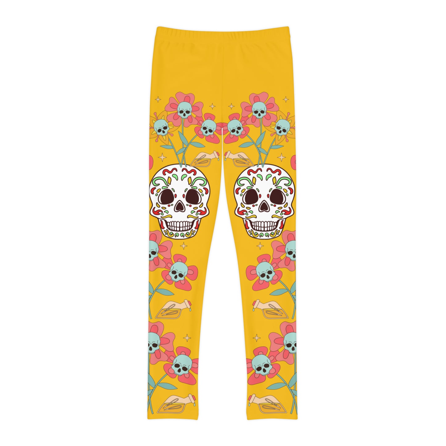 Girls Skeleton Skull Full-Length Leggings