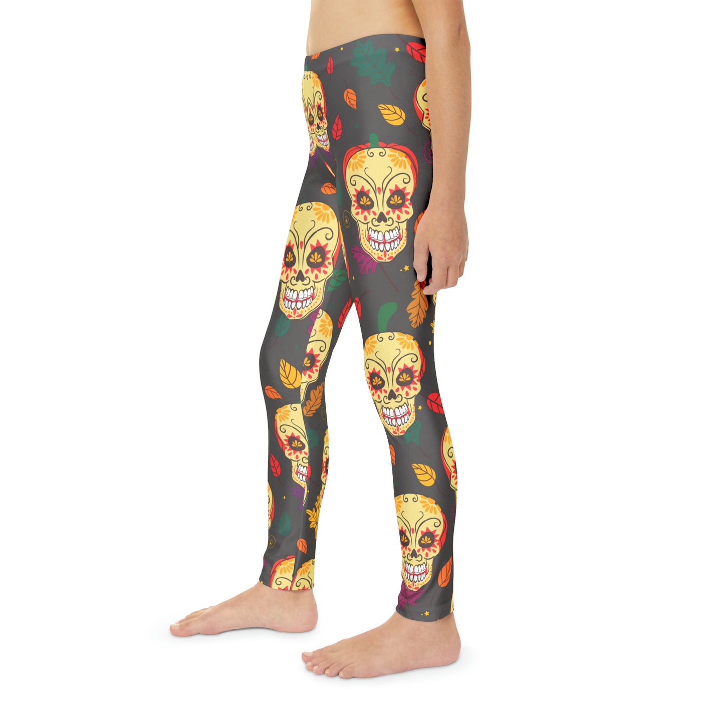 Girl's Pumkin Skull Full-Length Leggings