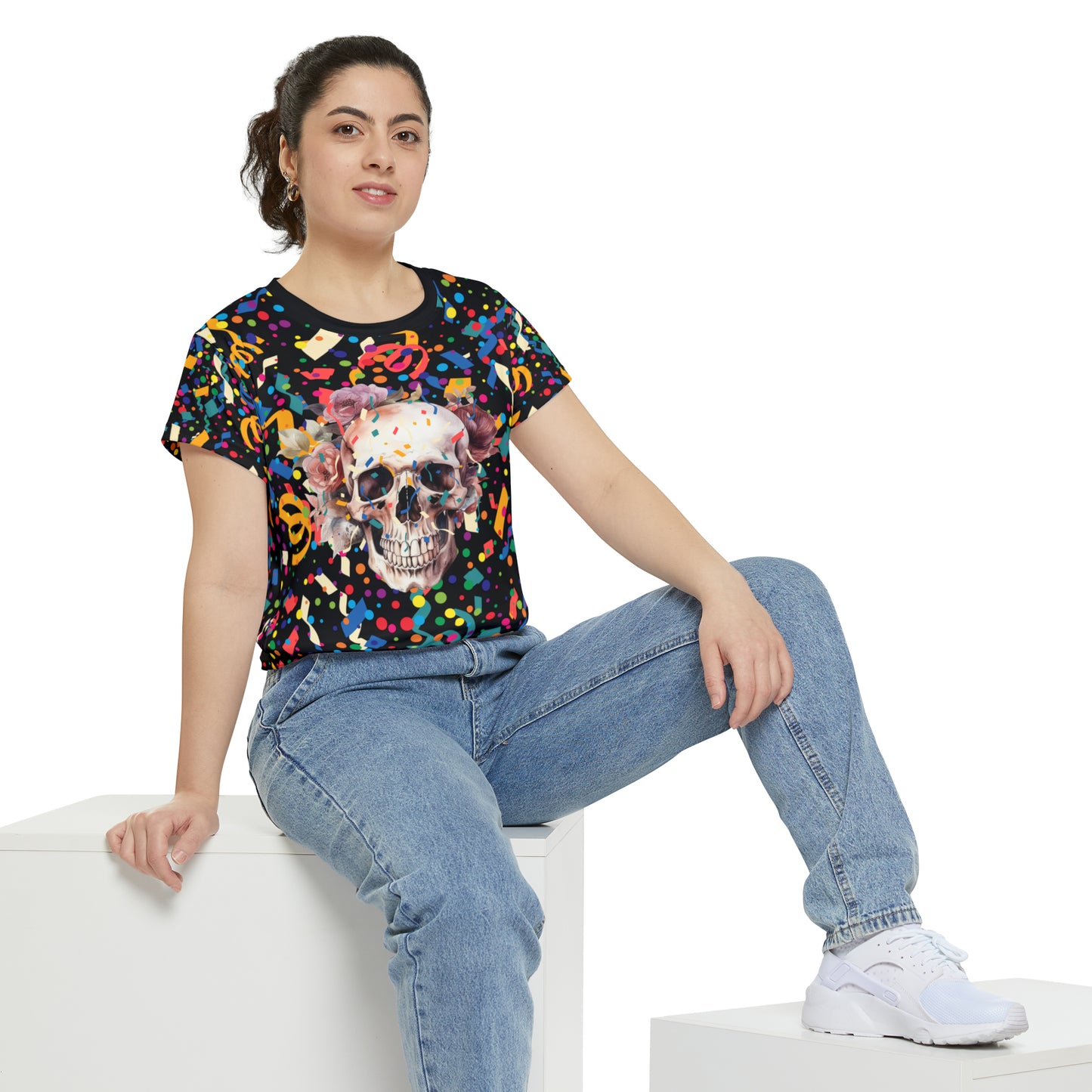 Romantic Skull Women's Short Sleeve Shirt (AOP)