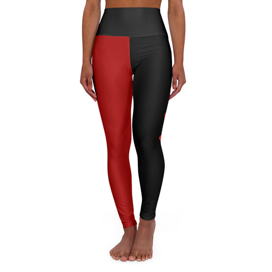 Quinn Harlequin Vintage Red & Black High Waisted Yoga Leggings