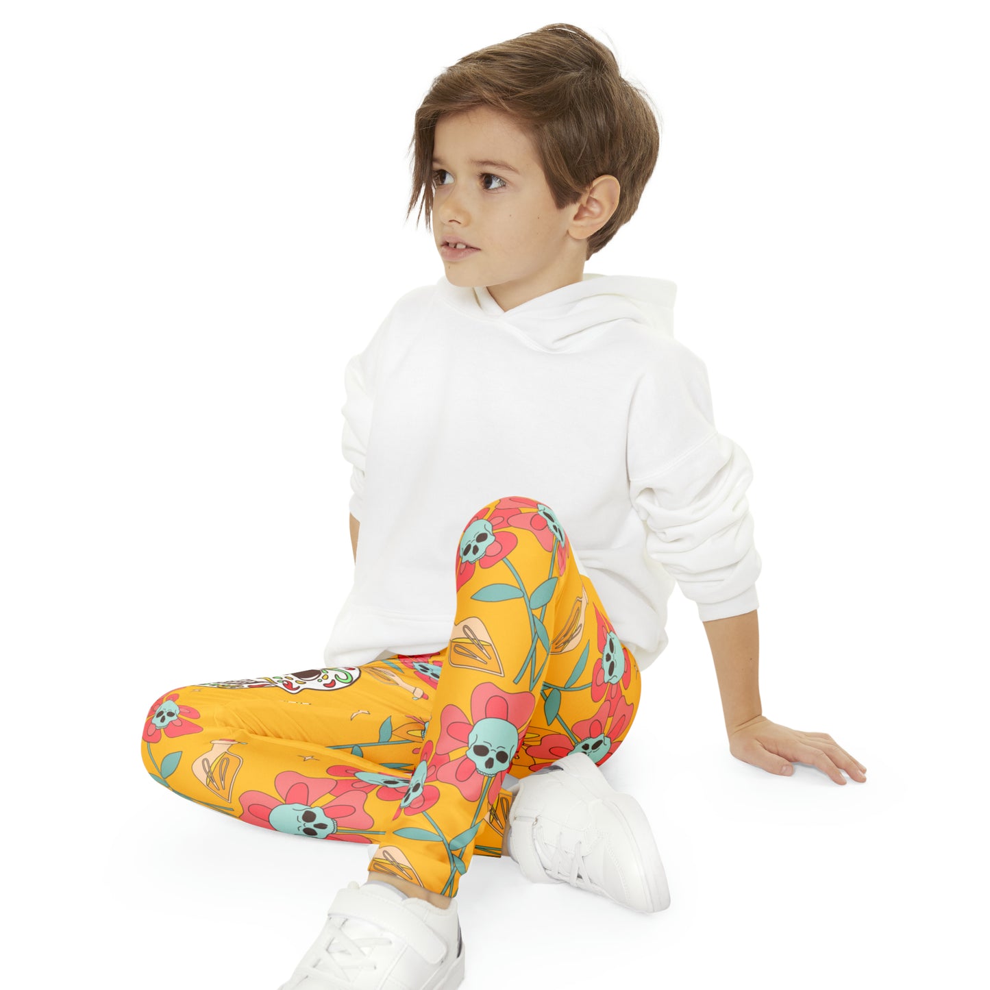 Girls Skeleton Skull Full-Length Leggings (AOP)