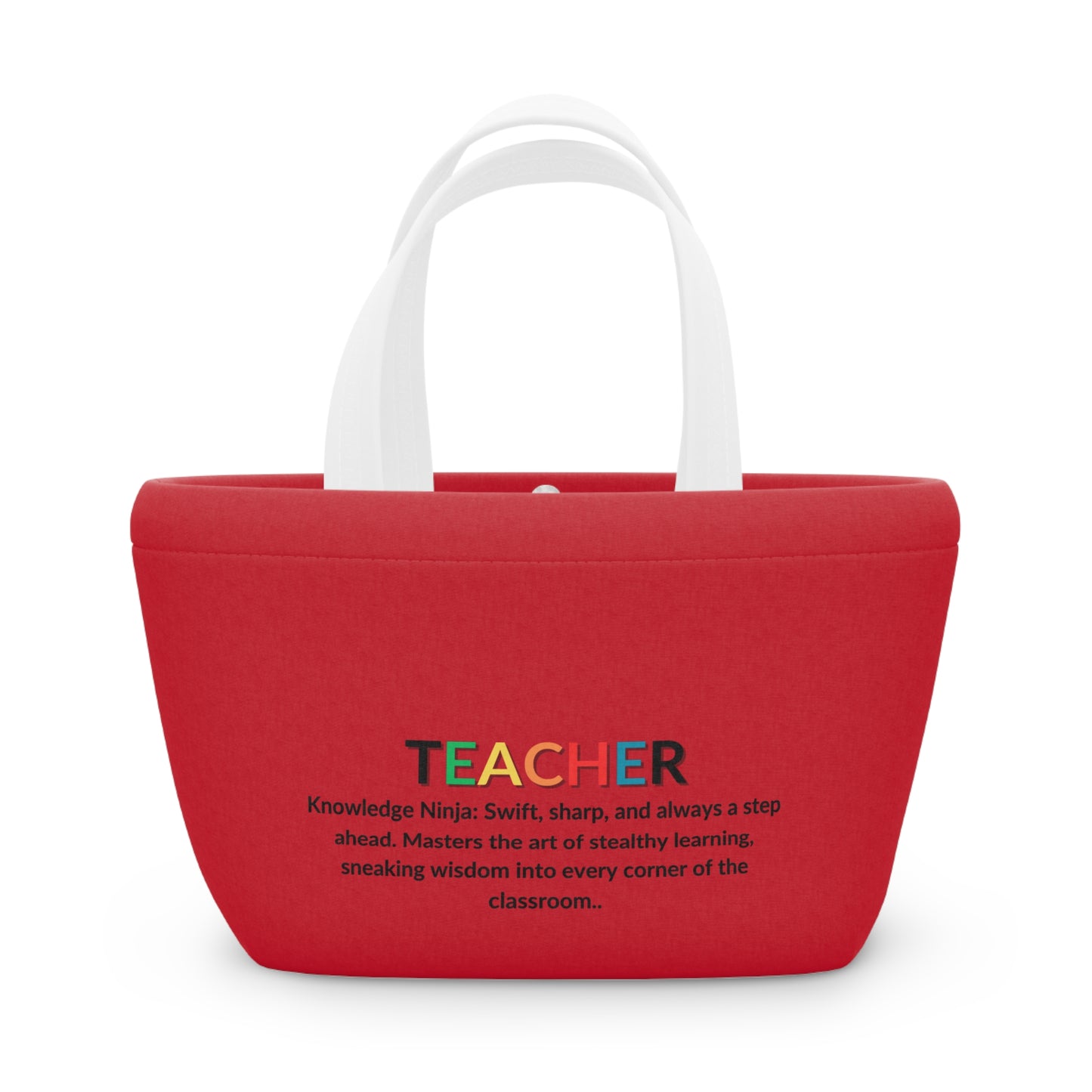 Teacher Lunch Tote Bag Knowledge Ninja - Red