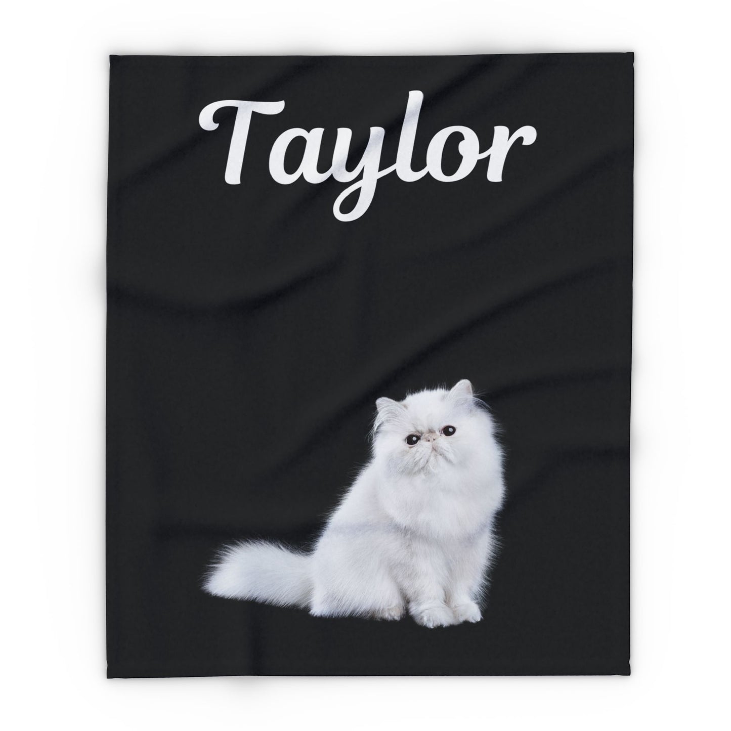 Custom Cat Photo Fleece Blanket - Black