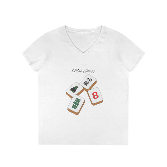 Mah Jongg Tile V-Neck T-Shirt — Personalized "Joyce" Mahjong Tee
