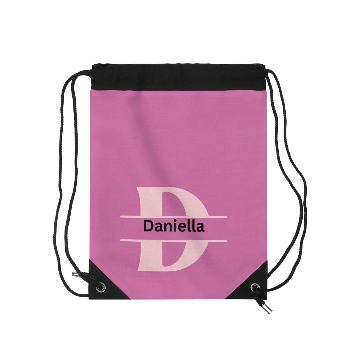 Pink Monogrammed Girls Drawstring Bag