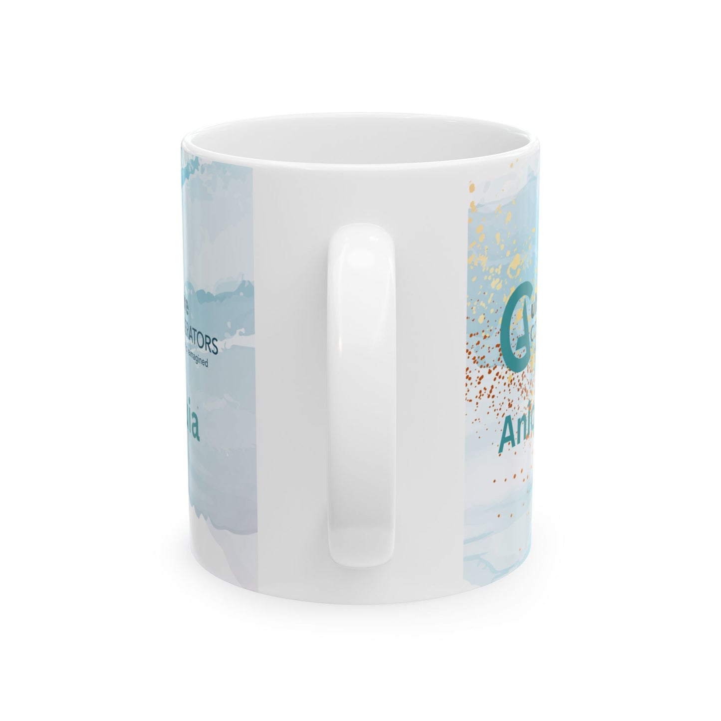 White Ceramic Mug with Ocean Background, (11oz)