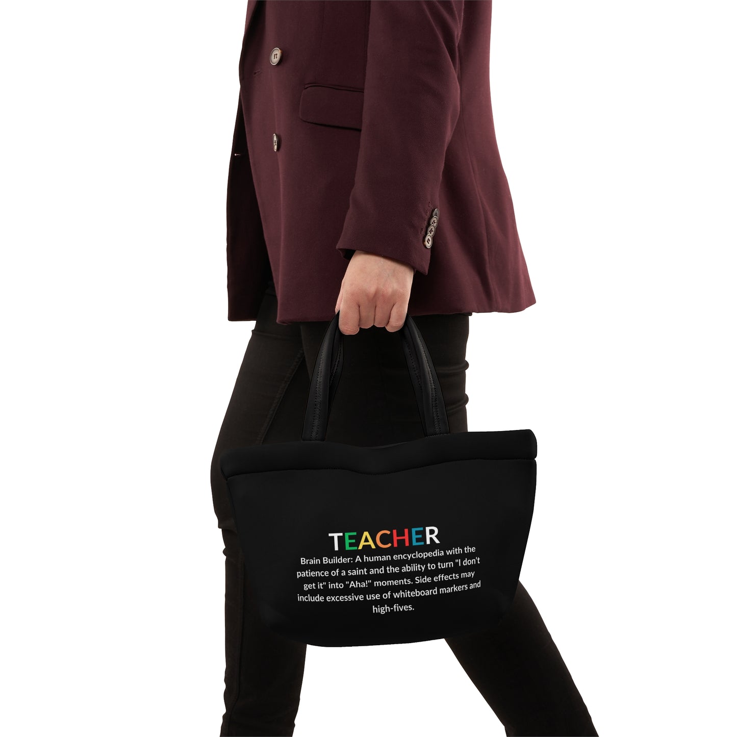 Teacher Lunch Tote Bag Brain Builder - Black